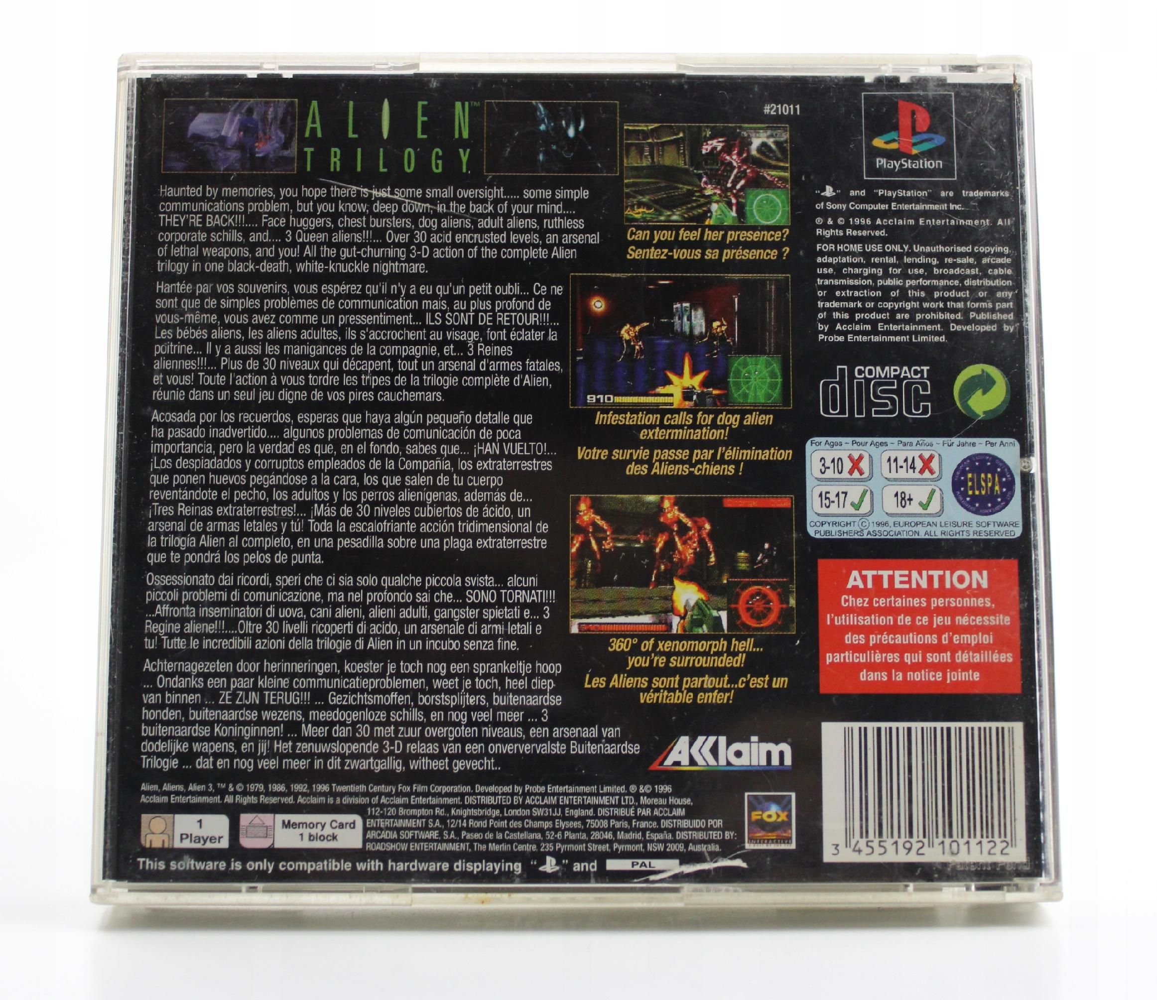 Gra Alien Trilogy - Wyd. Angielskie - Psx Sony Playstation (Psx)