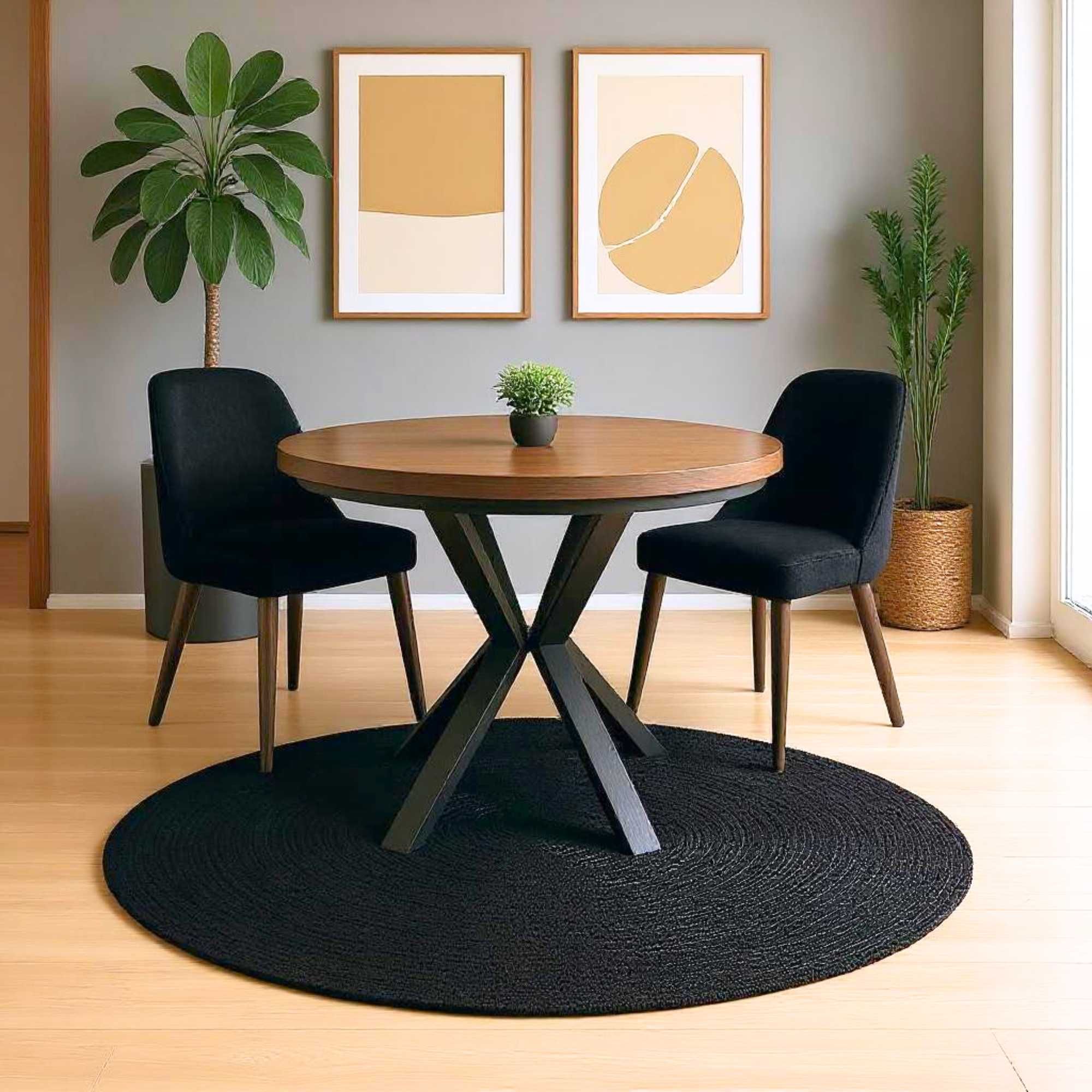 stół okrągły rozkładany pająk LOFT 120/220  z maskownicą nogi metal