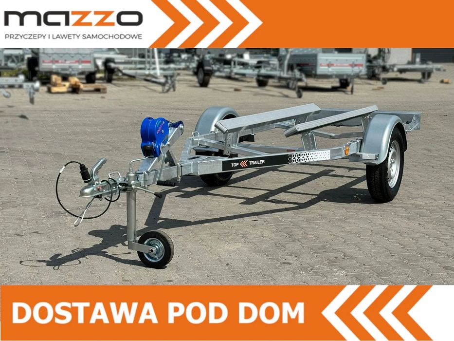 MAZZO Przyczepka pod skuter wodny do 3,7 m DMC750kg SPAWANA ocynkowana z płozami, wodoodporne łożyska  Przyczepka pod skuter wodny do 3,7 m DMC750kg SPAWANA ocynkowana z pło