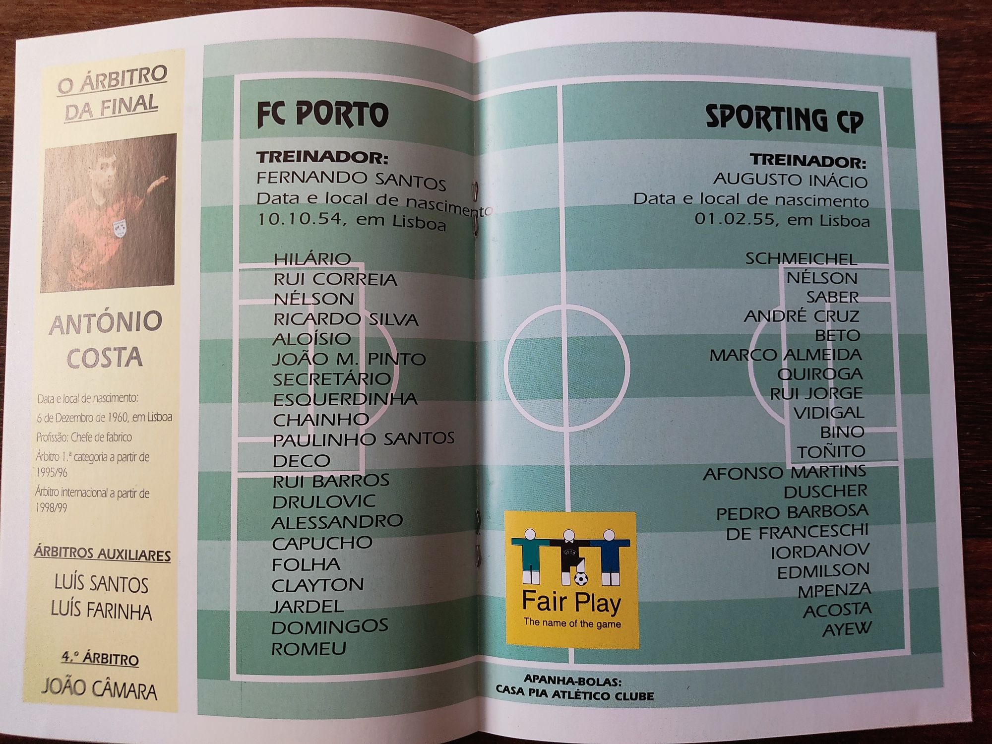 Programa do Sporting  FC Porto final taça de Portugal 2000