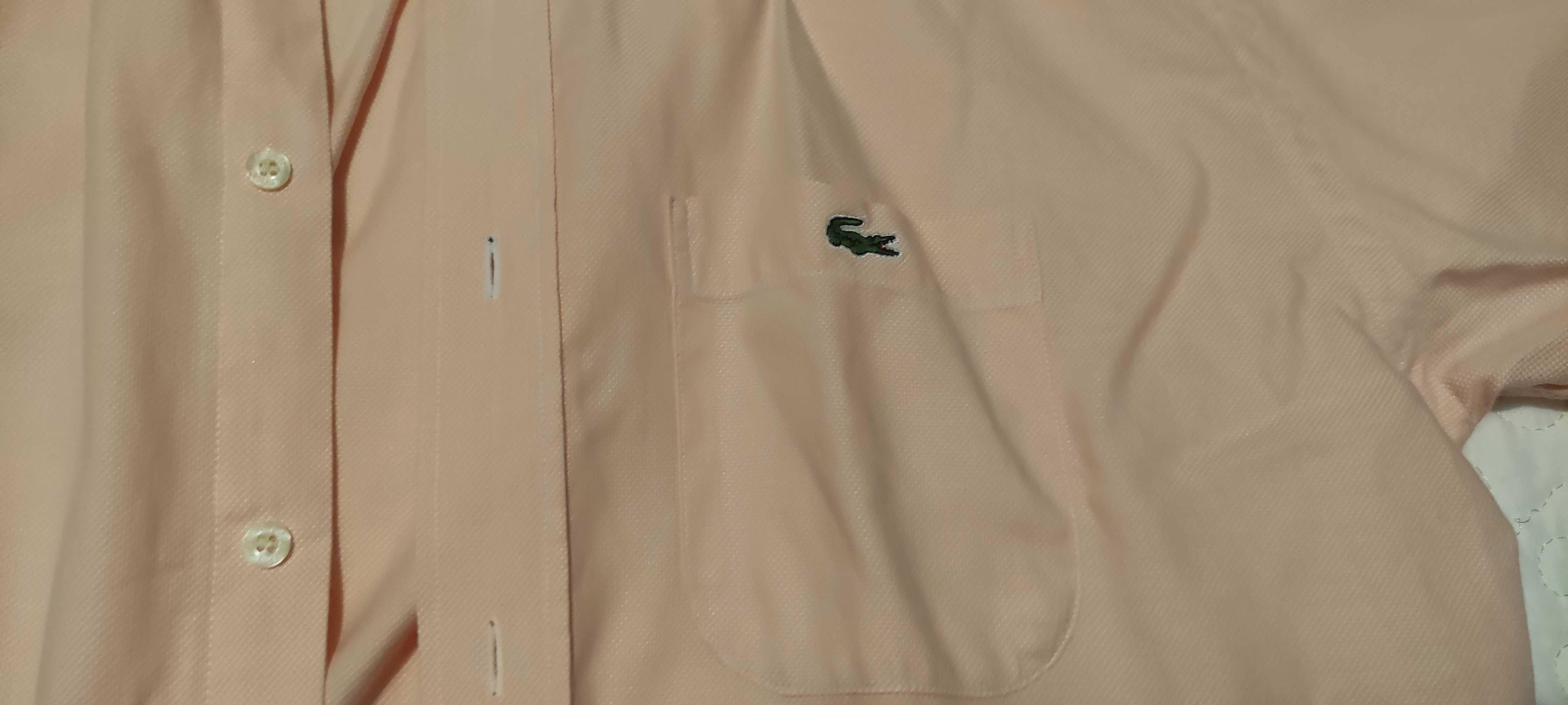 Camisa Lacoste de manga curta - Cor salmão - Tamanho 39