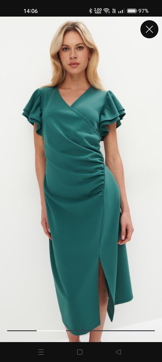 Piękna nowa morska elegancka sukienka midi od Mohito