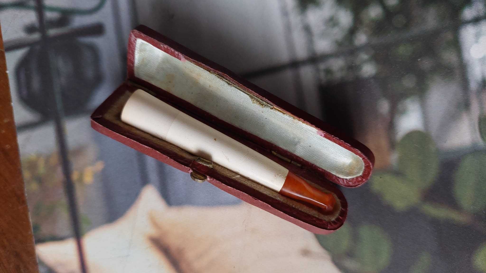 Cachimbo Meerschaum âmbar com caixa