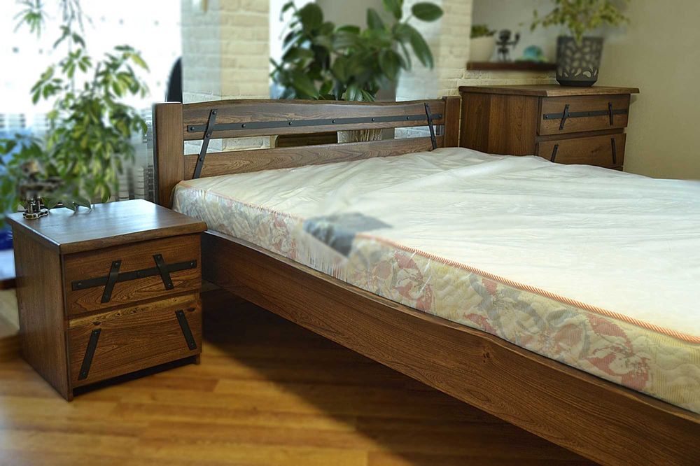 Ліжко Loft.  Масив Ясен, В`яз, Дуб. + Метал.