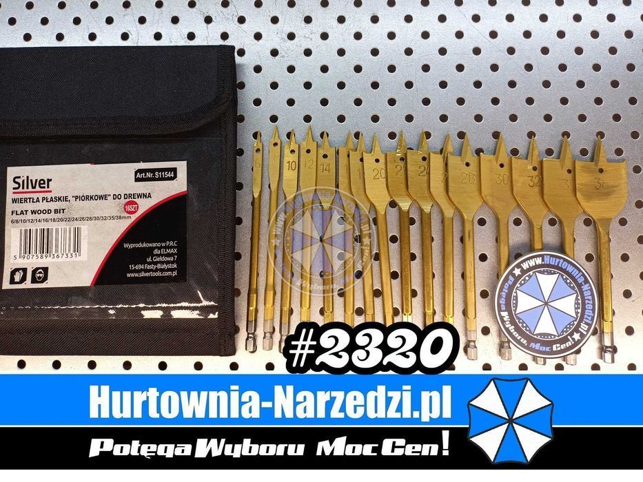 Wiertła łopatkowe do drewna 6-38mm 16szt. wiertła piórowe do drewna