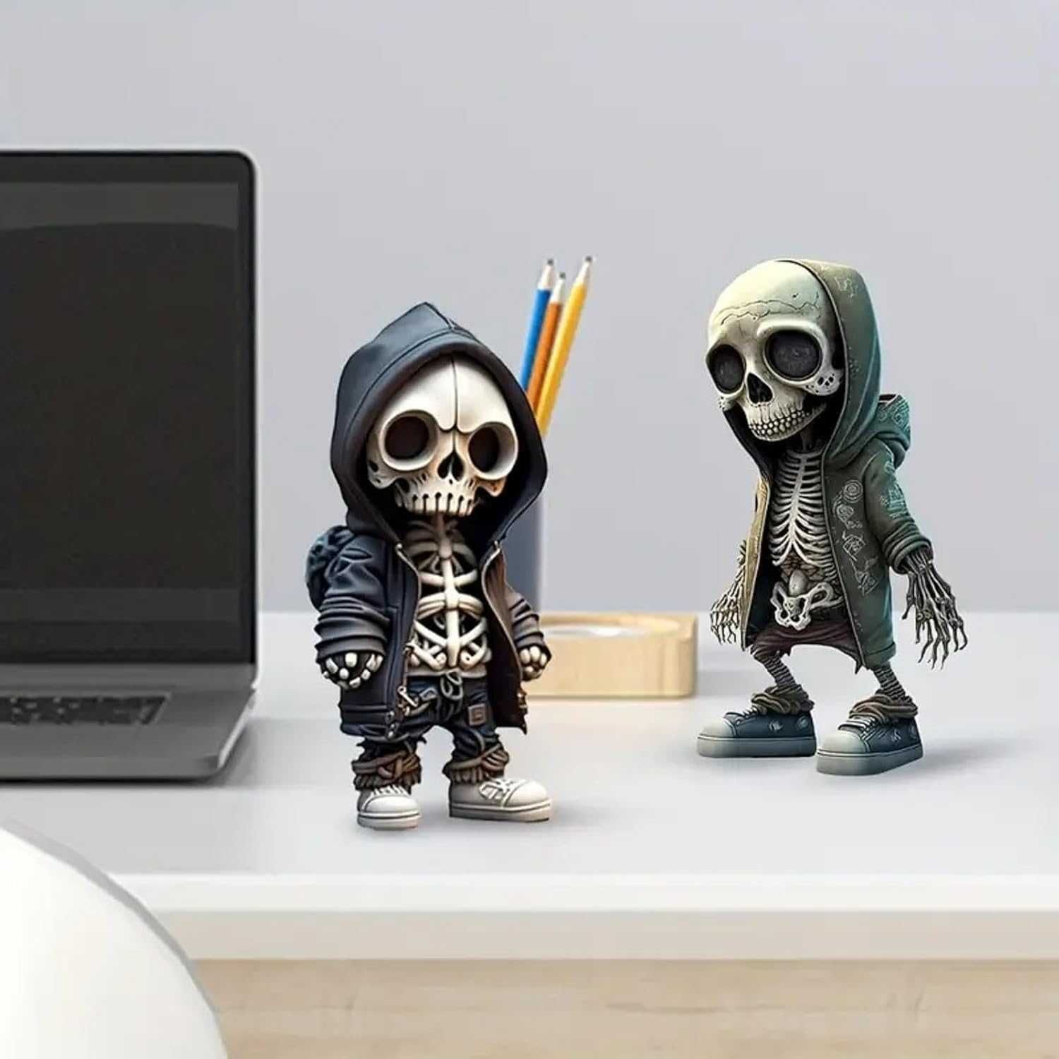 JINGSHUBO Gotycka rzeźba szkieletowa, dekoracja na Halloween