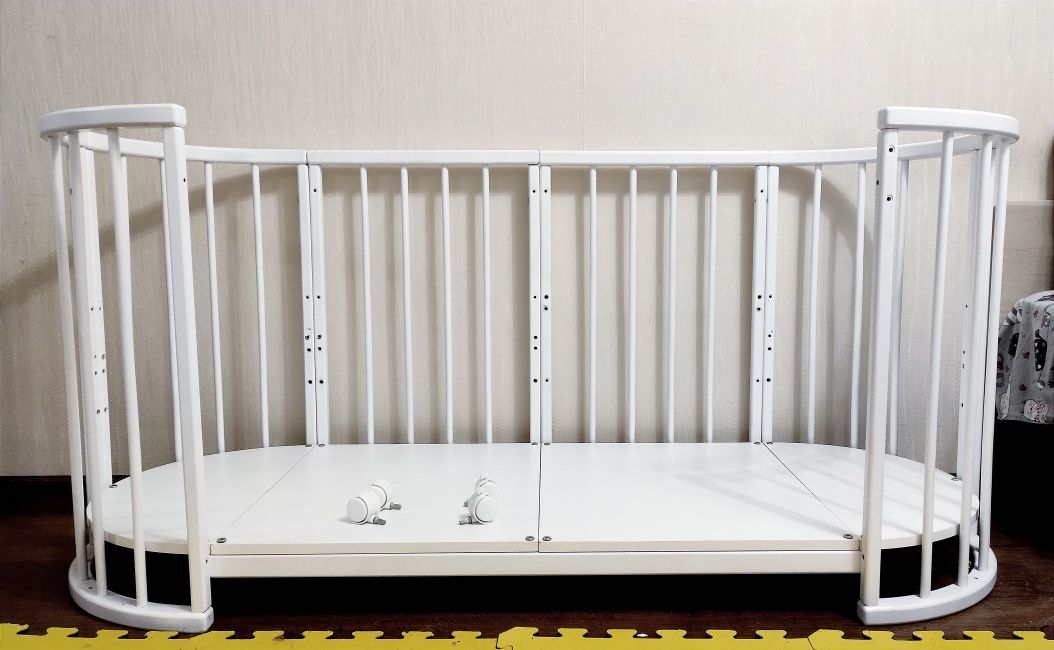 Детская овальная кроватка - трансформер, белого цвета. Ліжко, ліжечко)