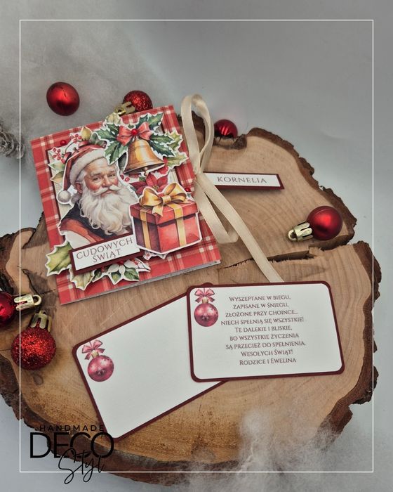 Etui/koperta na kartę podarunkową/pieniądze Boże Narodz. prezent czerw