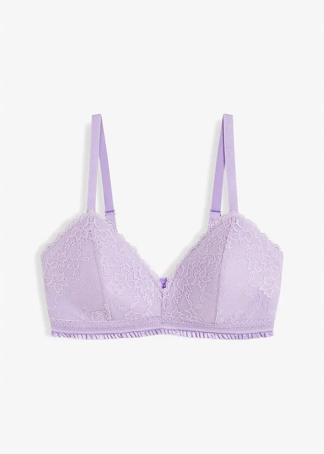 B.P.C biustonosz usztywniany bez fiszbin koronkowy fioletowy r.95C