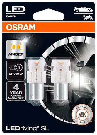Лампа светодиодная  OSRAM PY21W BLI2 LEDriving SL для поворота