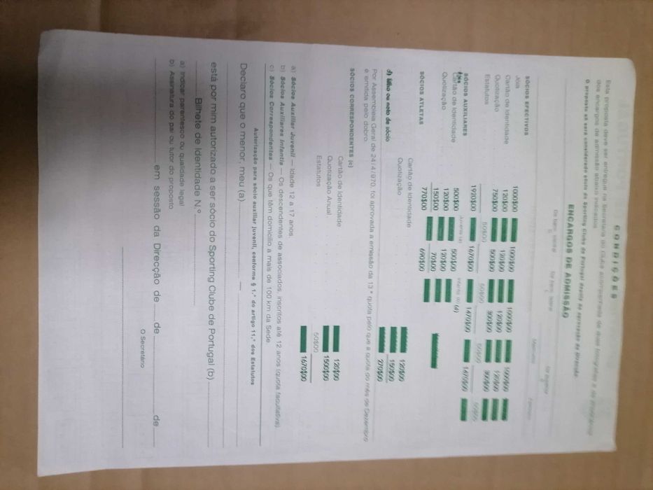 Raridade SPORTING Proposta de Sócio Anos 60's