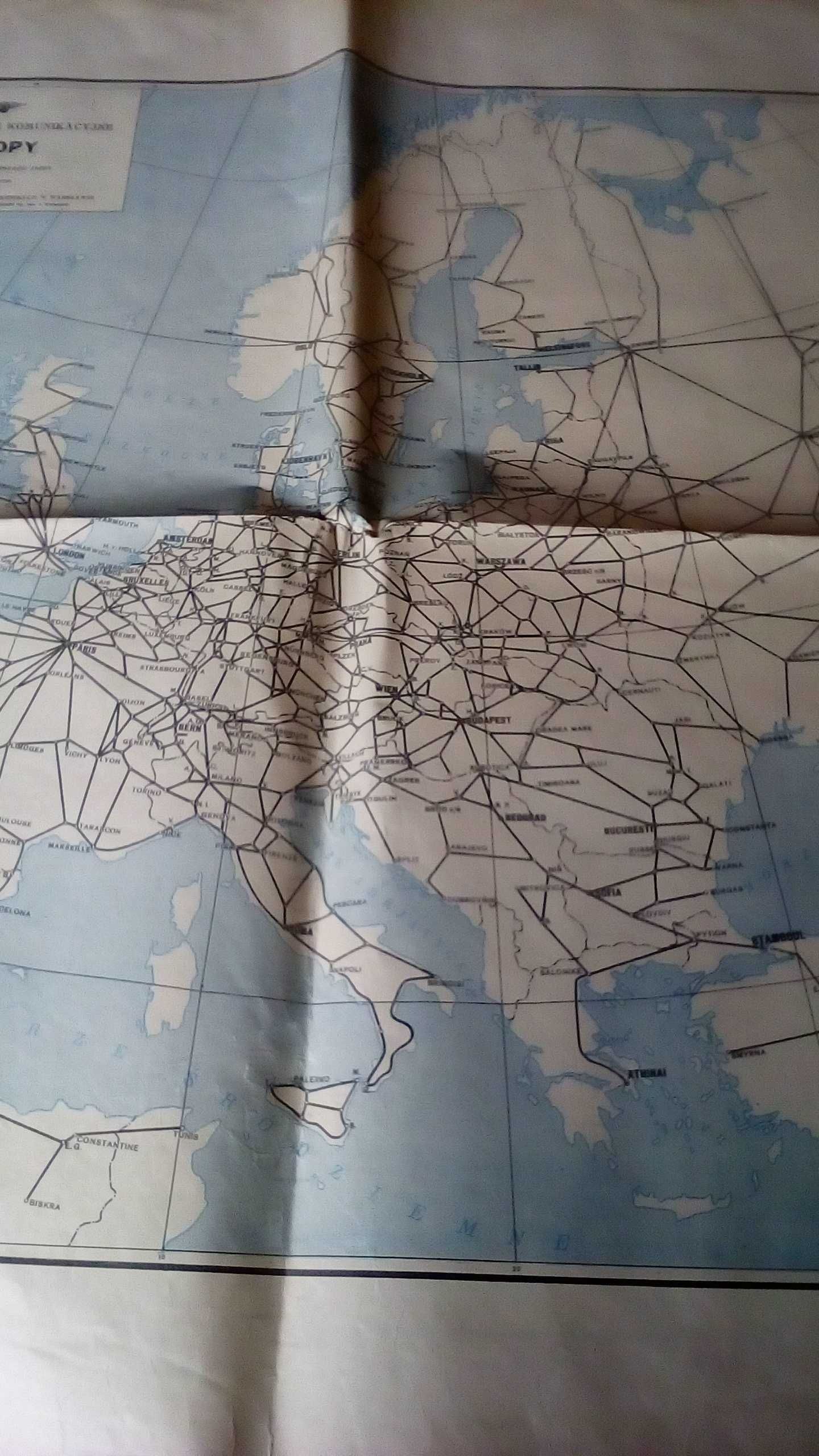 Mapa Polskiej sieci kolejowej 1929 roku.