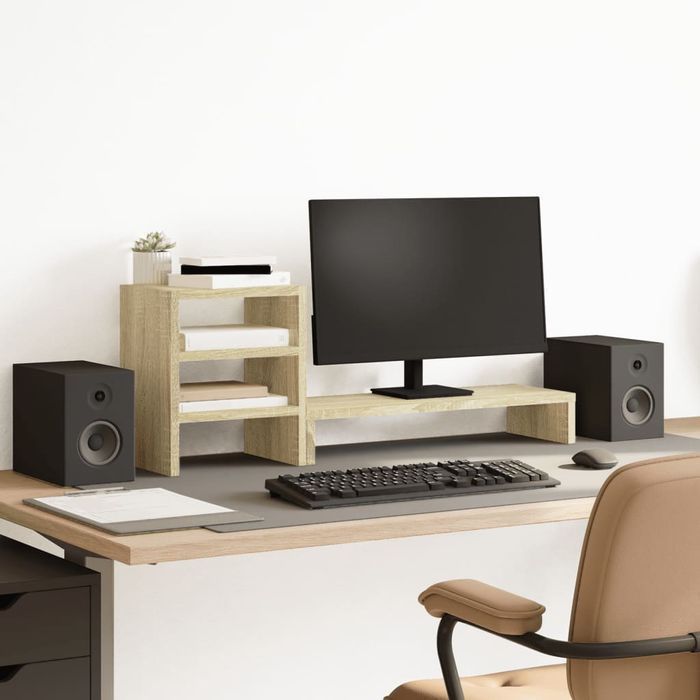 Vidaxl Podstawka Pod Monitor Z Organizerem, Dąb Sonoma
