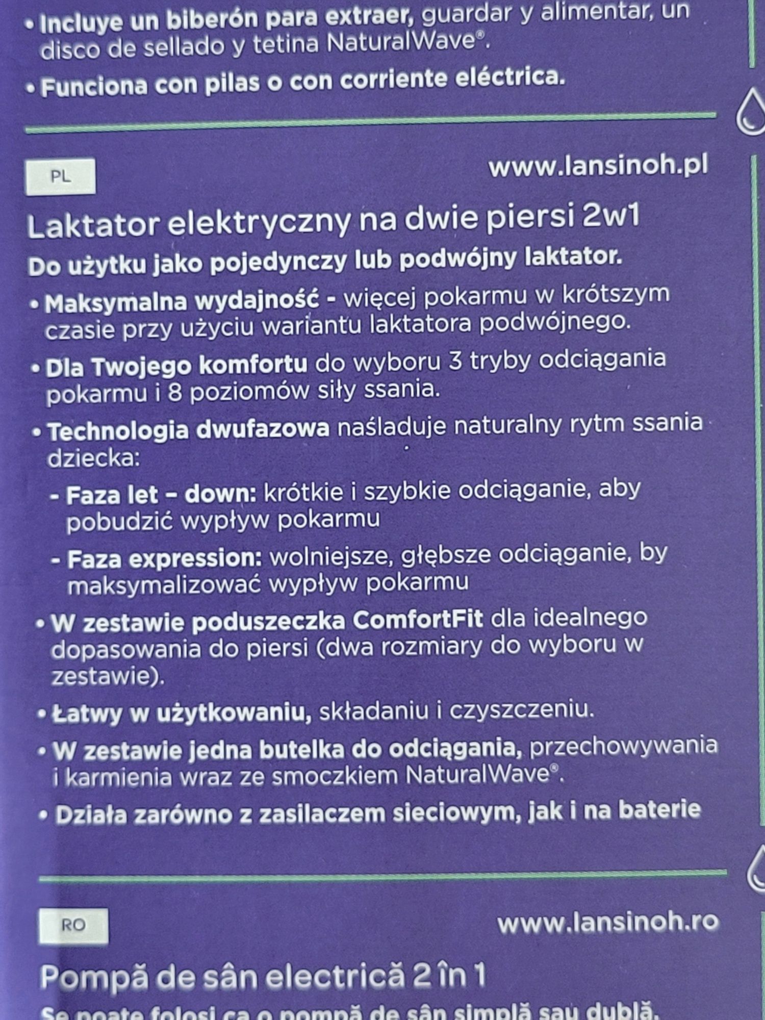 Laktator Lansinoh na dwie piersi