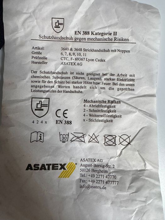 Rękawiczki ochronne przed zagrożeniami mechanicznymi ASATEX 6-11