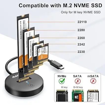 Док-станція MAIWO M.2 NVMe SSD, адаптер M.2 PCIe SSD Dock to USB C