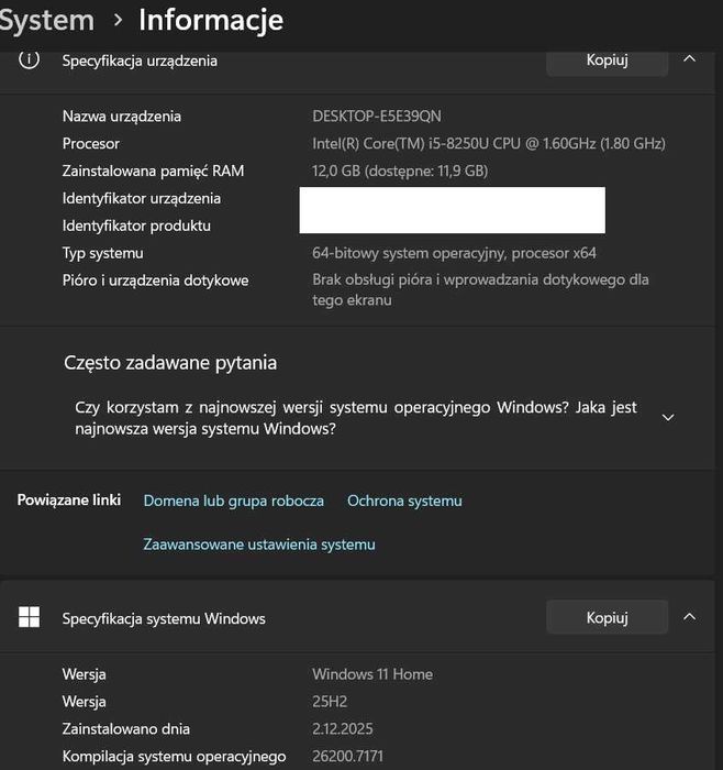Lenovo IdeaPad 320, i5 4x8, MX150, 12GB, SSD, W11