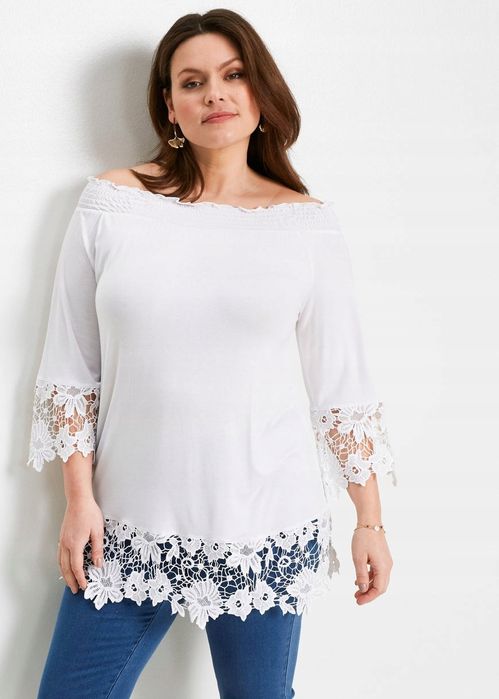 B.P.C tunika carmen biała z koronką ^44/46