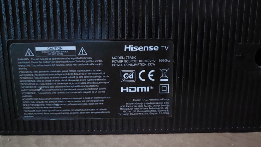 TV hisense 75A6K 75"