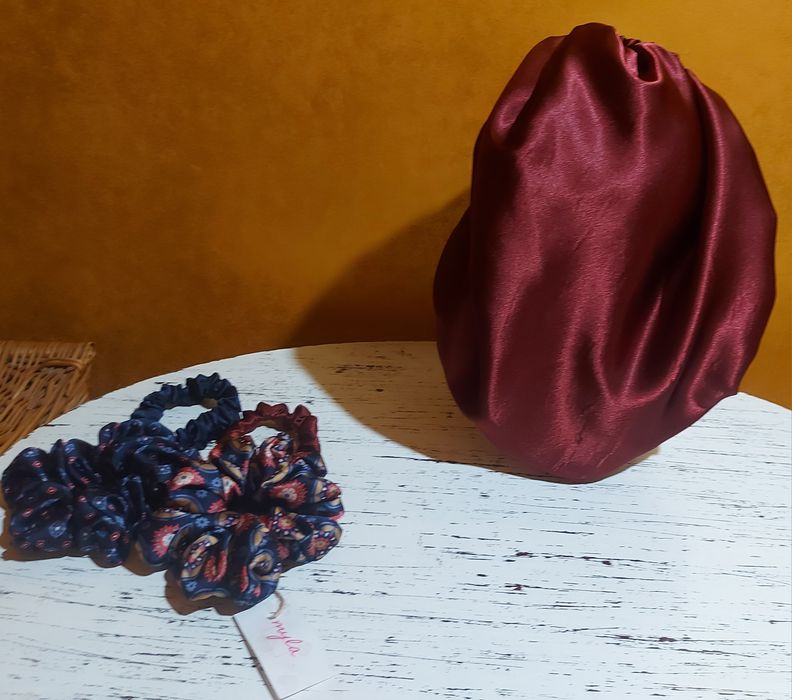Jedwabny czepek rozmiar M,  scrunchies S I L