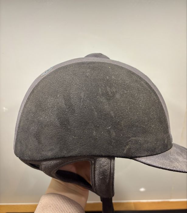 Kask jeździecki zamszowy czarno - szary 54 cm  Euro-Lite