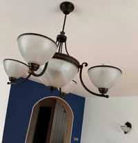Lampa/żyrandol + kinkiety, zestaw mosiężny, oświetlenie do salonu