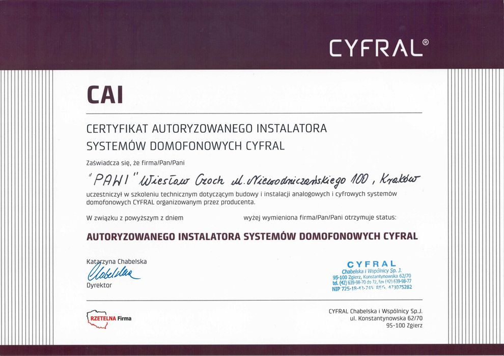 Domofony montaż, naprawa instalacje elektryczne przyłącza WLZ Kraków