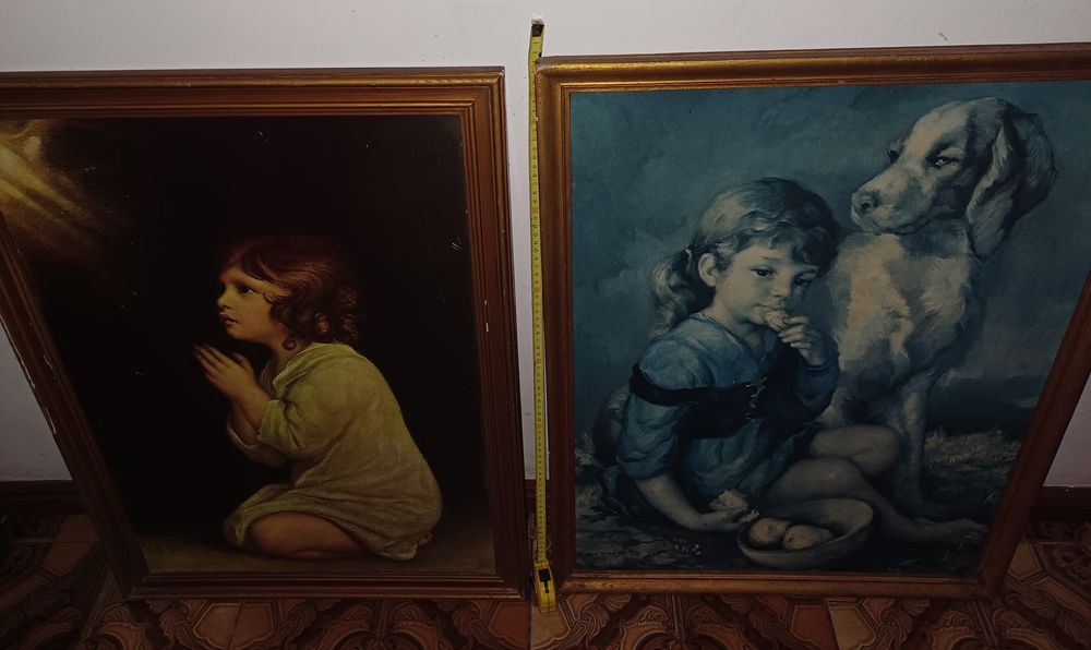 Quadros antigos, Vintage anos 70/80. Menina a rezar.