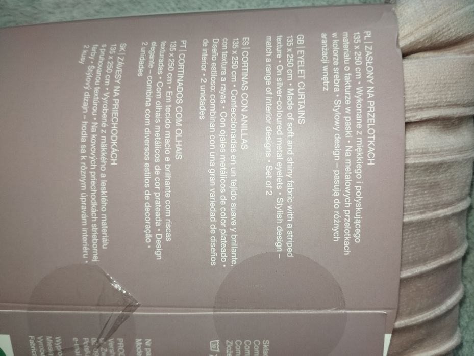 Nowy komplet zasłon na przelotkach kółkach pudrowy róż 235 x 260