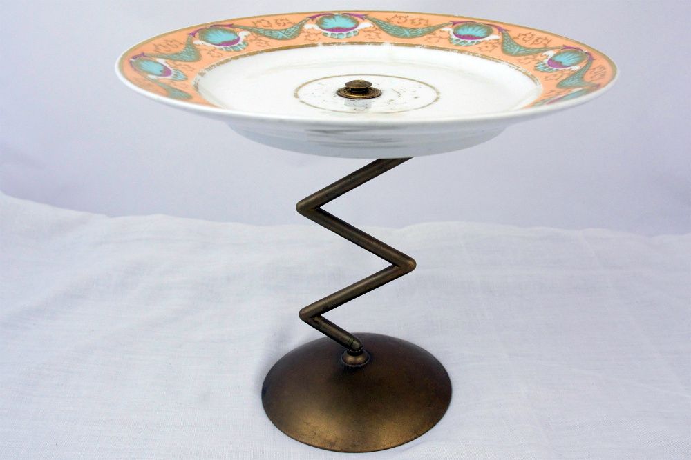 Patera owociera porcelana Dénuelle mosiądz