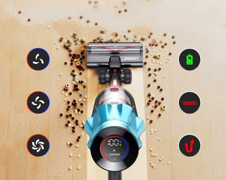 Odkurzacz Laresar V7 550W 45KPA LED HEPA bezprzewodowy pionowy stojący