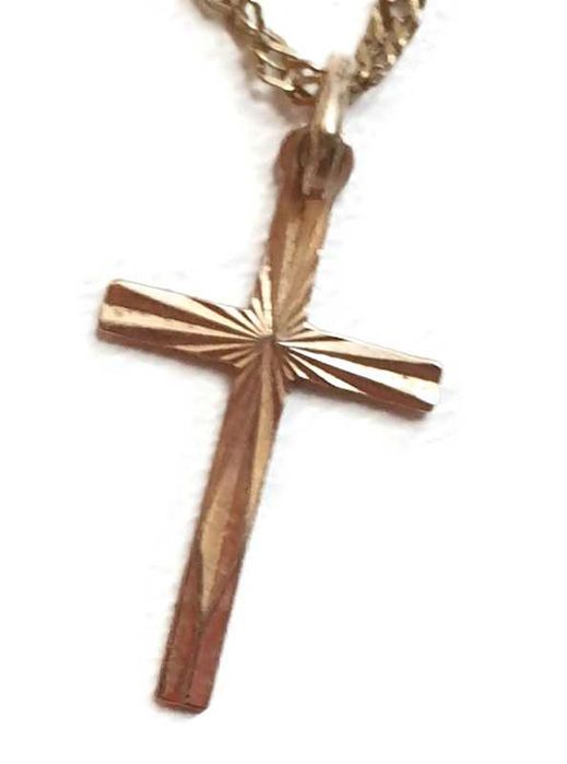 Wyrób jubilerski - Złoty łańcuszek z krzyżykiem p.585 3,02g. 52cm