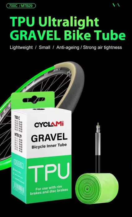 Dętki Gravel TPU a'2 Cyclami 700C Presta 45mm 46g Super Jakość