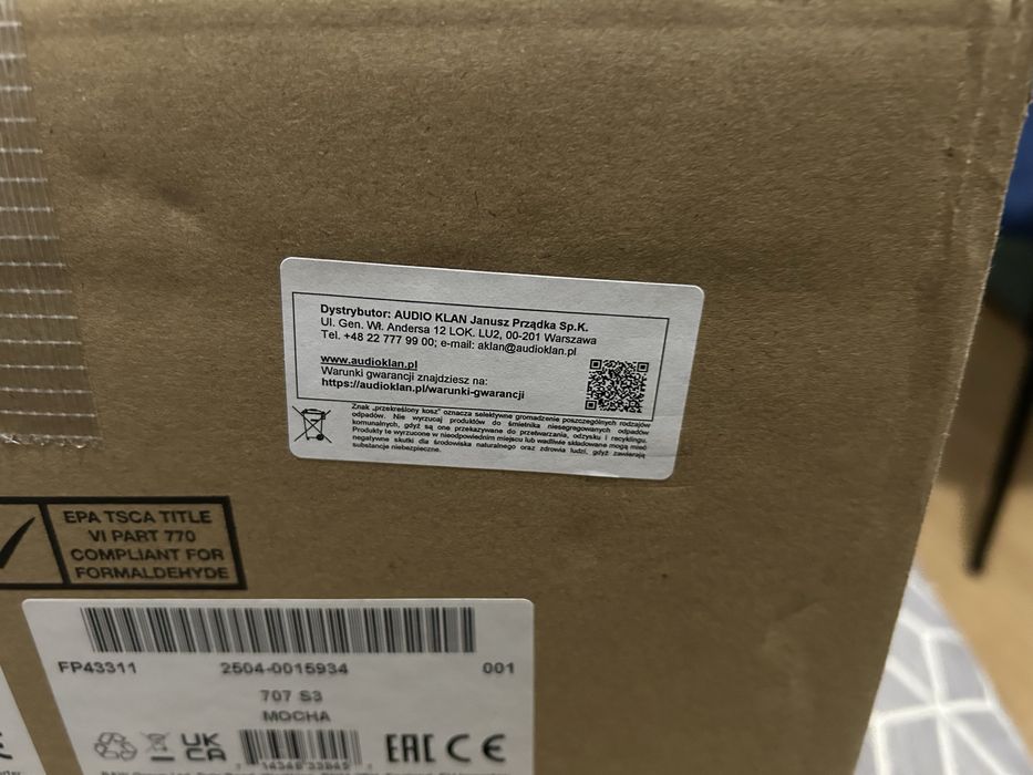 Bowers and wilkins 707 s3 nowe fabrycznie, zamiana eversolo nowy