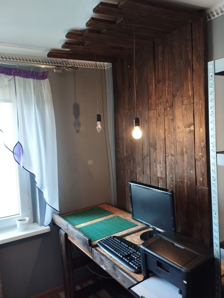 Biurko loft z drewna i płyty dwuczęściowe