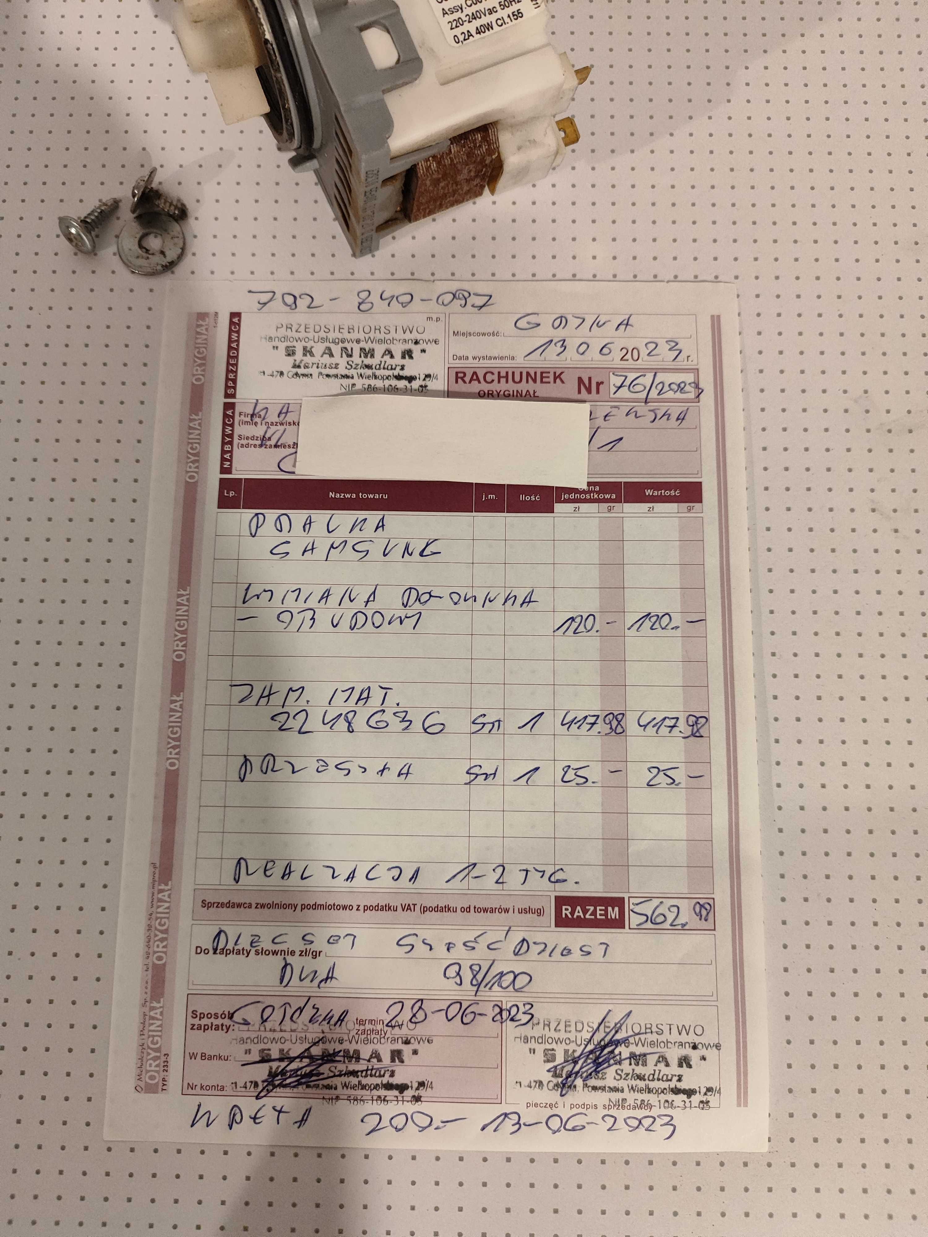 Pralka Samsung model WF -B1262