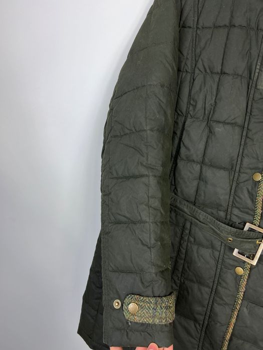 Woskowana Ocieplana Kurtka Barbour Fibre Down Pikowana Wełniane Detale