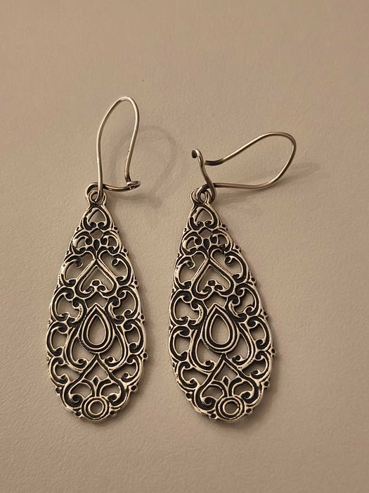 Kolczyki srebrne, azurowe, filigranowe