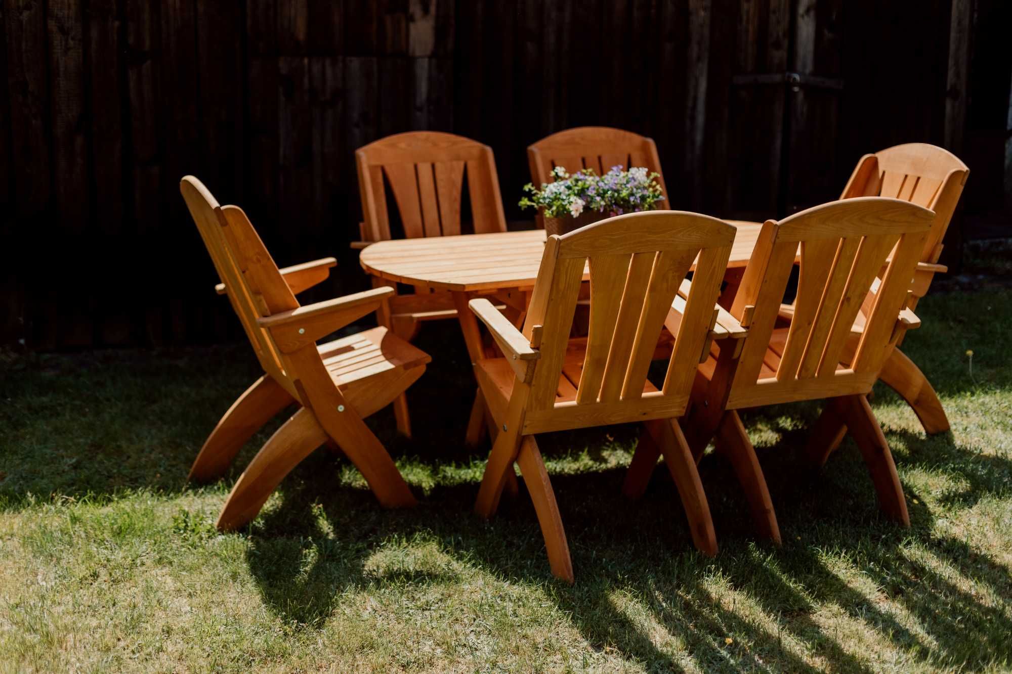 Komplet mebli ogrodowych 6 krzeseł + stół owalny typ X lamel nr 7