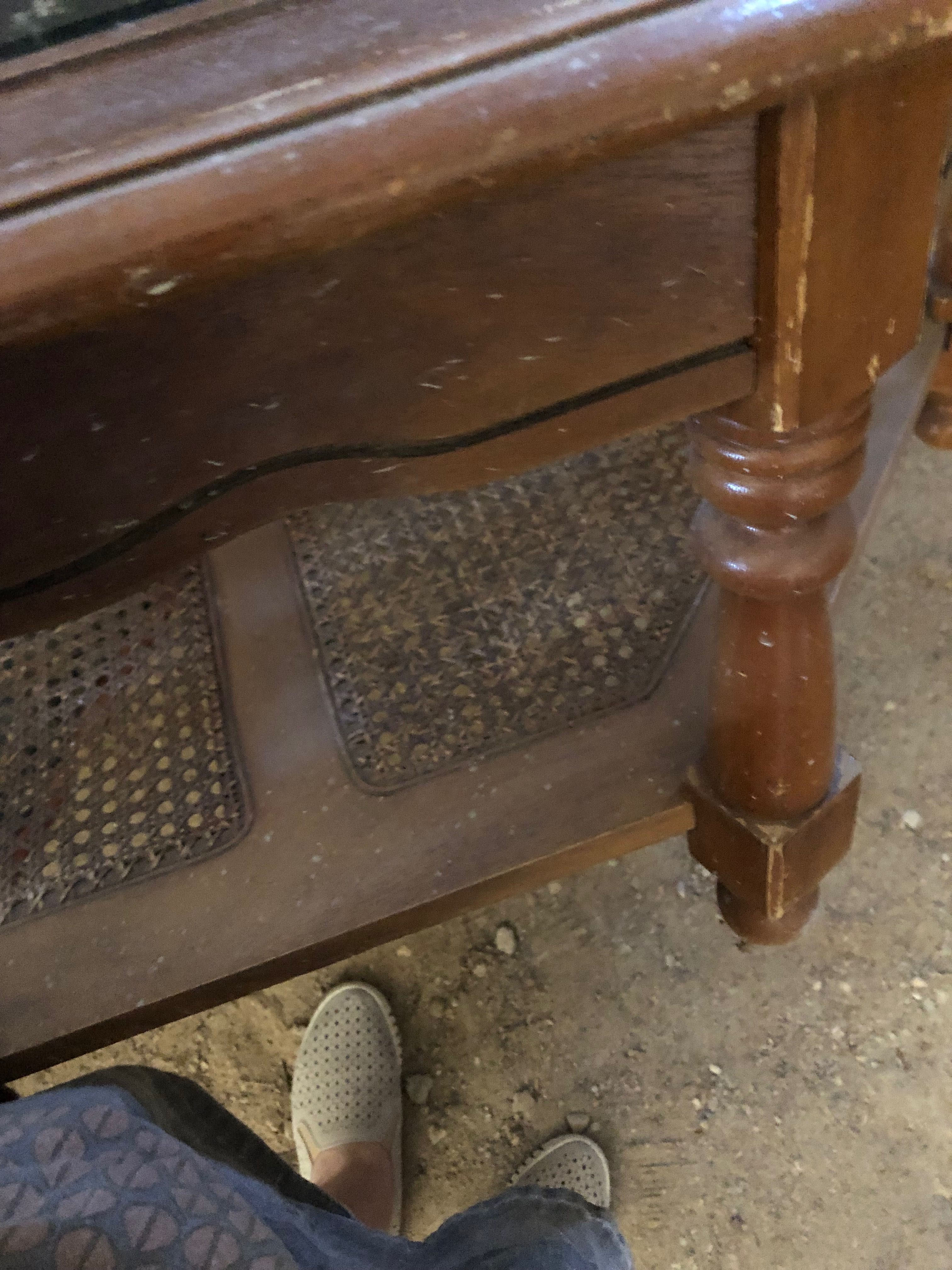 Mesa madeira com tampo vidro