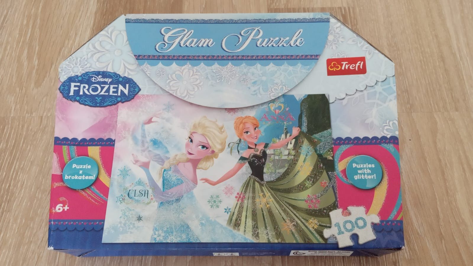 Puzzle Frozen z brokatem 100 elementów