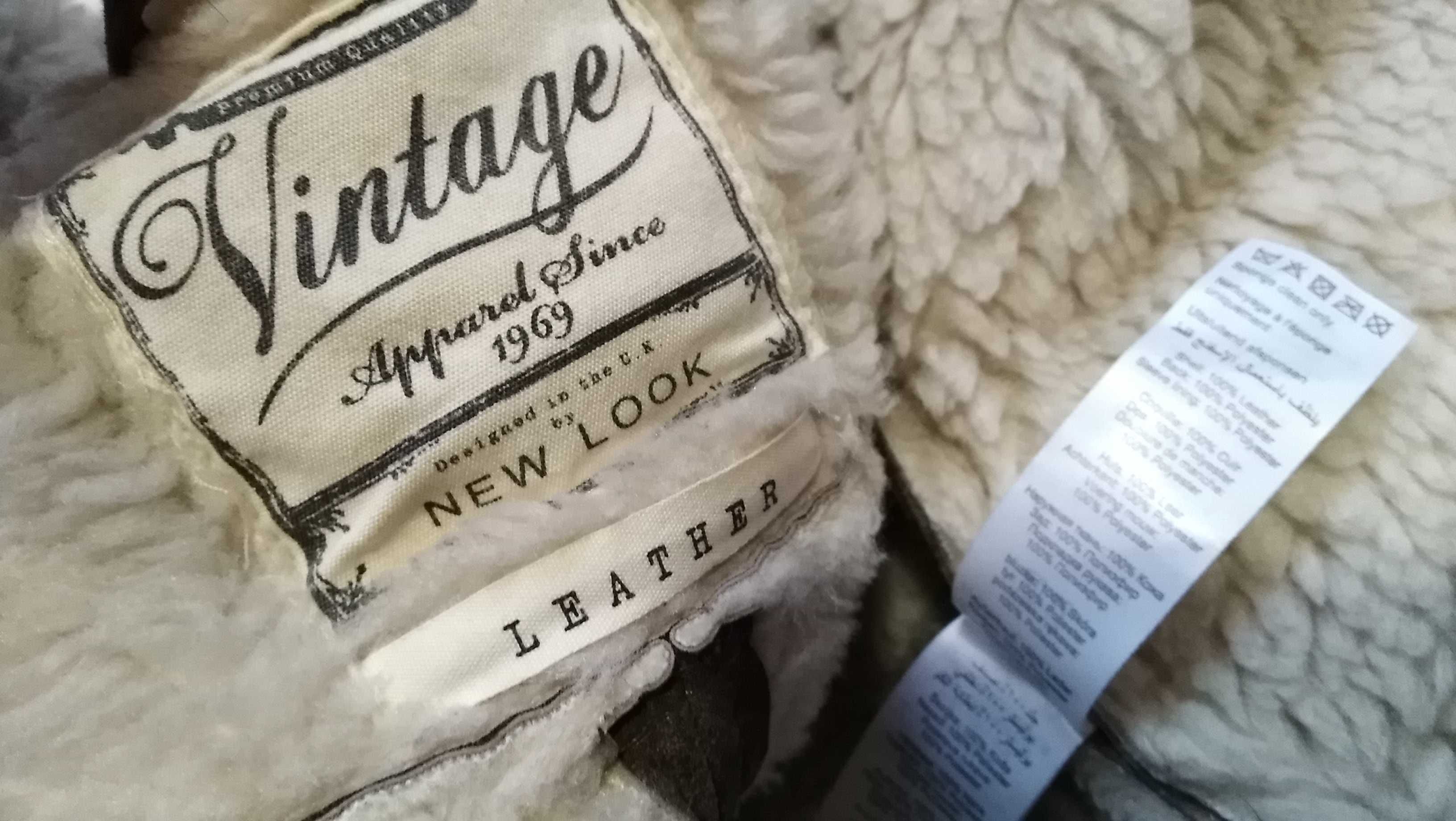 NEW LOOK vintage kurtka kożuszek ramoneska skóra naturalna r.36/38