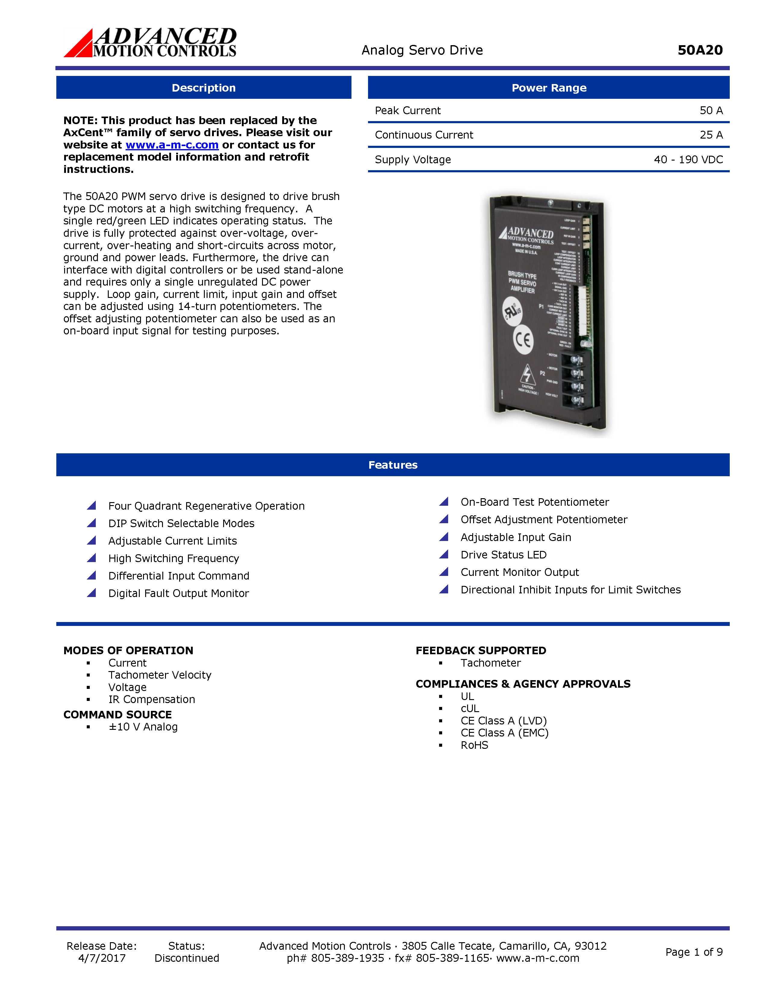 50A20T A-M-C PWM servo drive serwonapęd