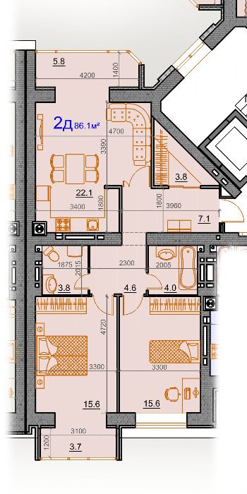 Продаж 2кк 86.1м2 ЖК Курортний. Є - Оселя.