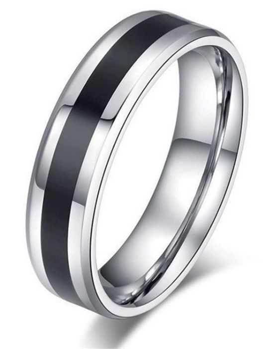 Anel Stainless Steel Black Titanium Band
