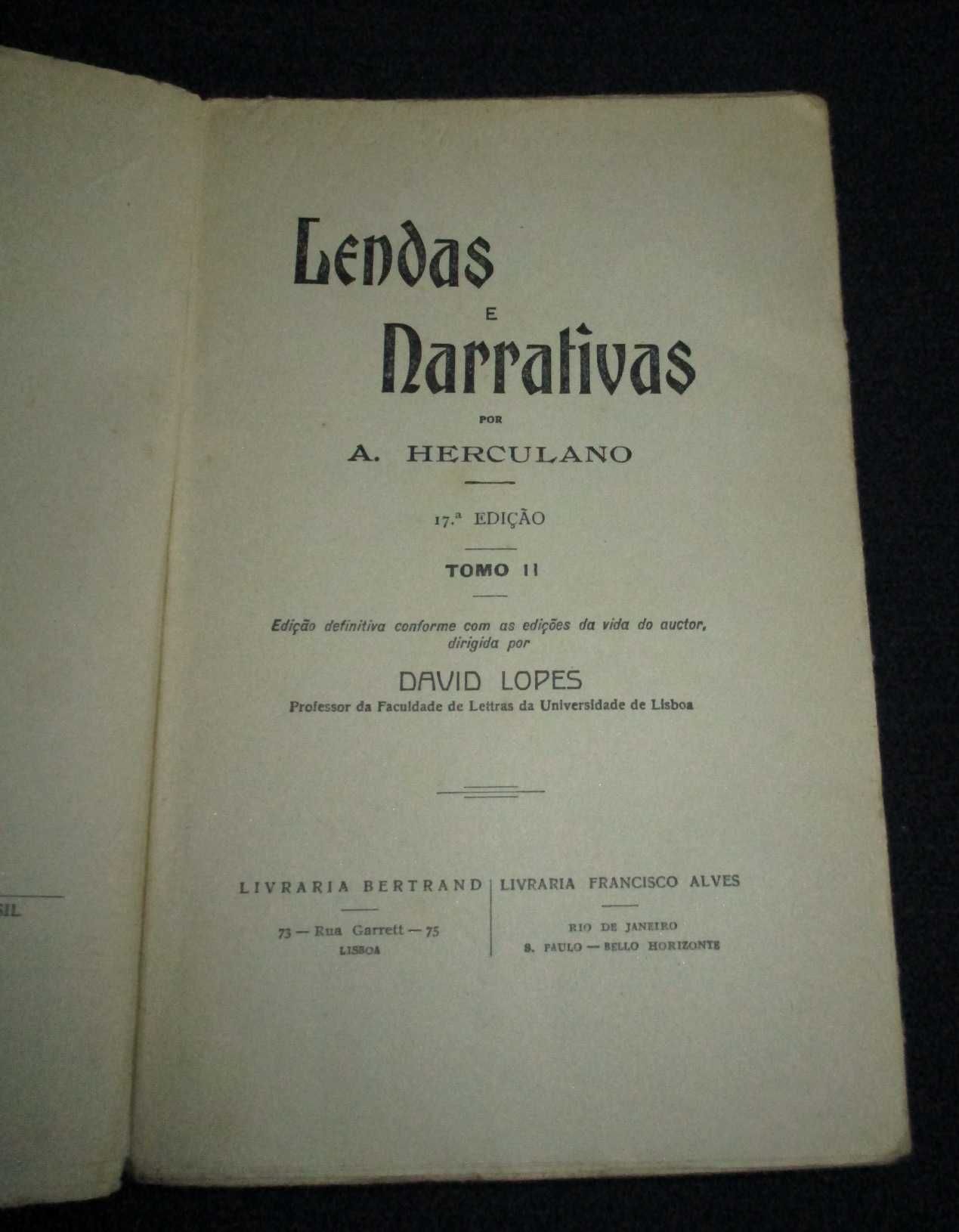 Livros Lendas e Narrativas Herculano Bertrand 17ª edição