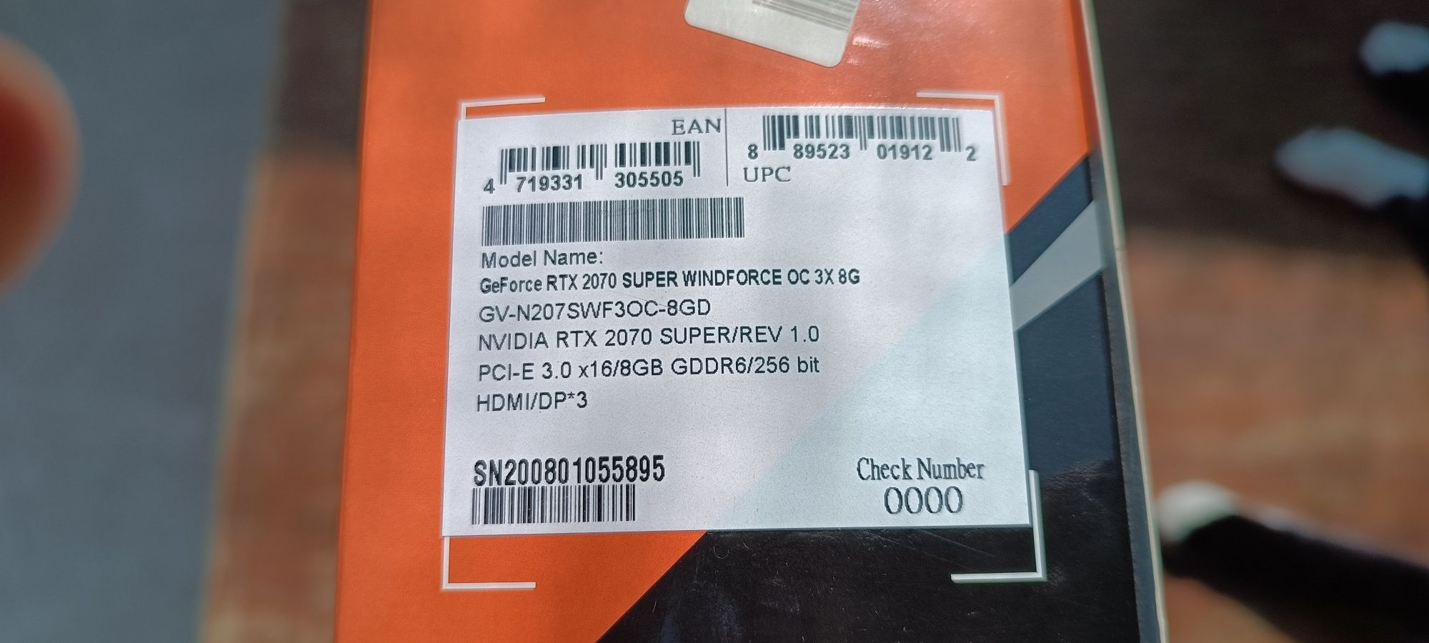 NVIDIA GeForce Gigabyte RTX 2070 super 3x windforce OC 8GB