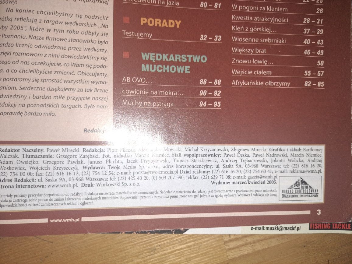 Moje hobby Wędkarstwo  9/10 2005 i 3/4 2005. Stan bardzo dobry.