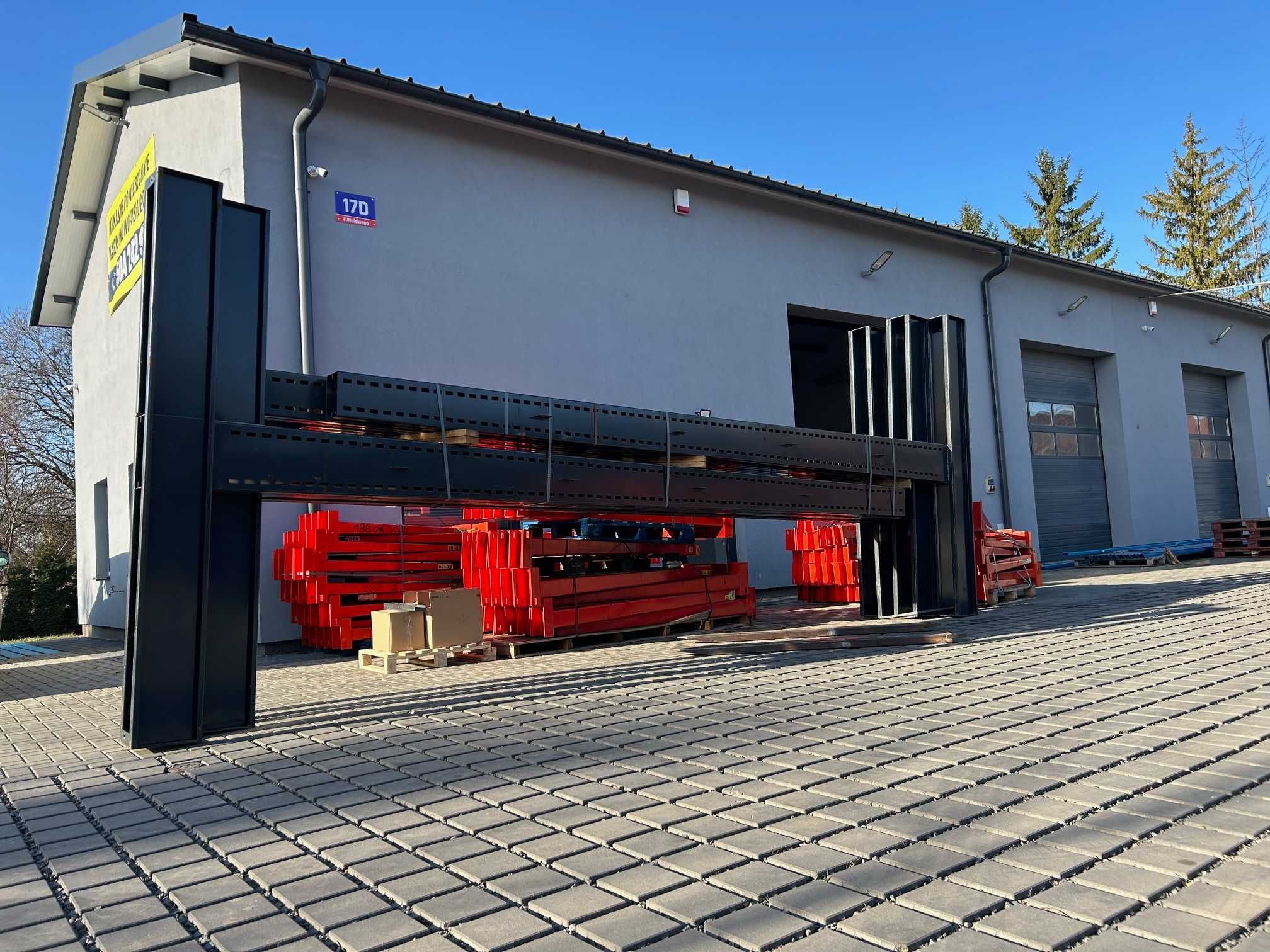 Regały wspornikowe dwustronne magazynowe do profili drewna dłużyc H500