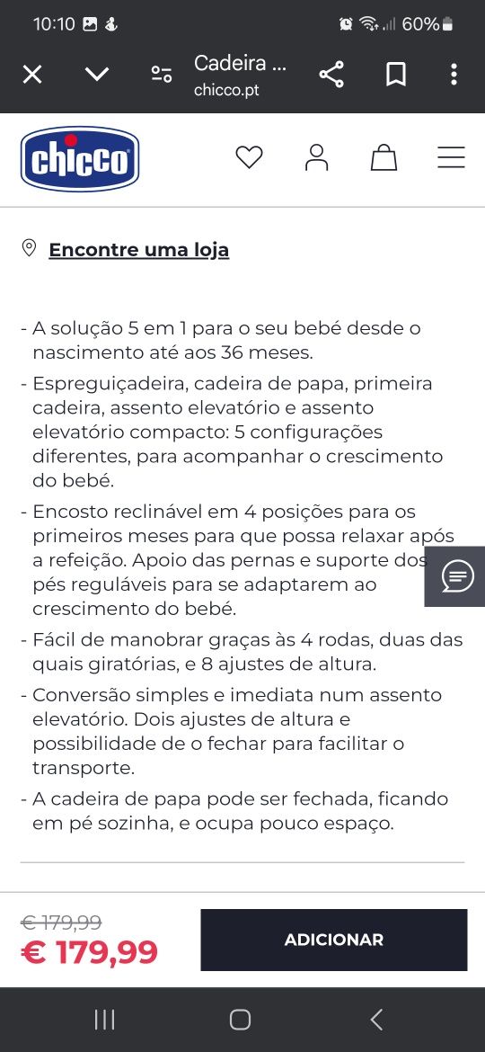 Cadeira de papa chico polly progress 5